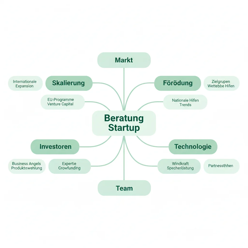 In der Mitte steht die zentrale Idee, und von dort aus siehst du, wie verschiedene Aspekte und Schritte miteinander verbunden sind. Folge den Zweigen, um zu verstehen, wie du eine inspirierende Arbeitsumgebung schaffen kannst.